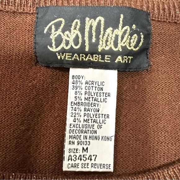 Bob Mackie Wearable Art Brown Metallic Angel Long Sleeve Tunic Top Womens Medium - Picture 10 of 10